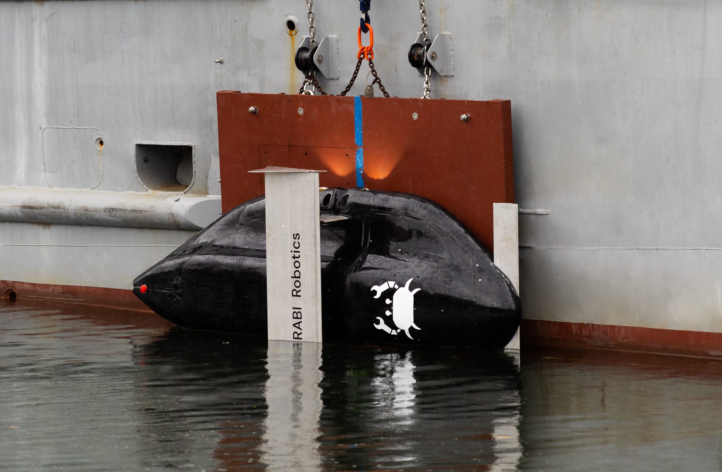 CRABI deployed against a ship hull at the waterline